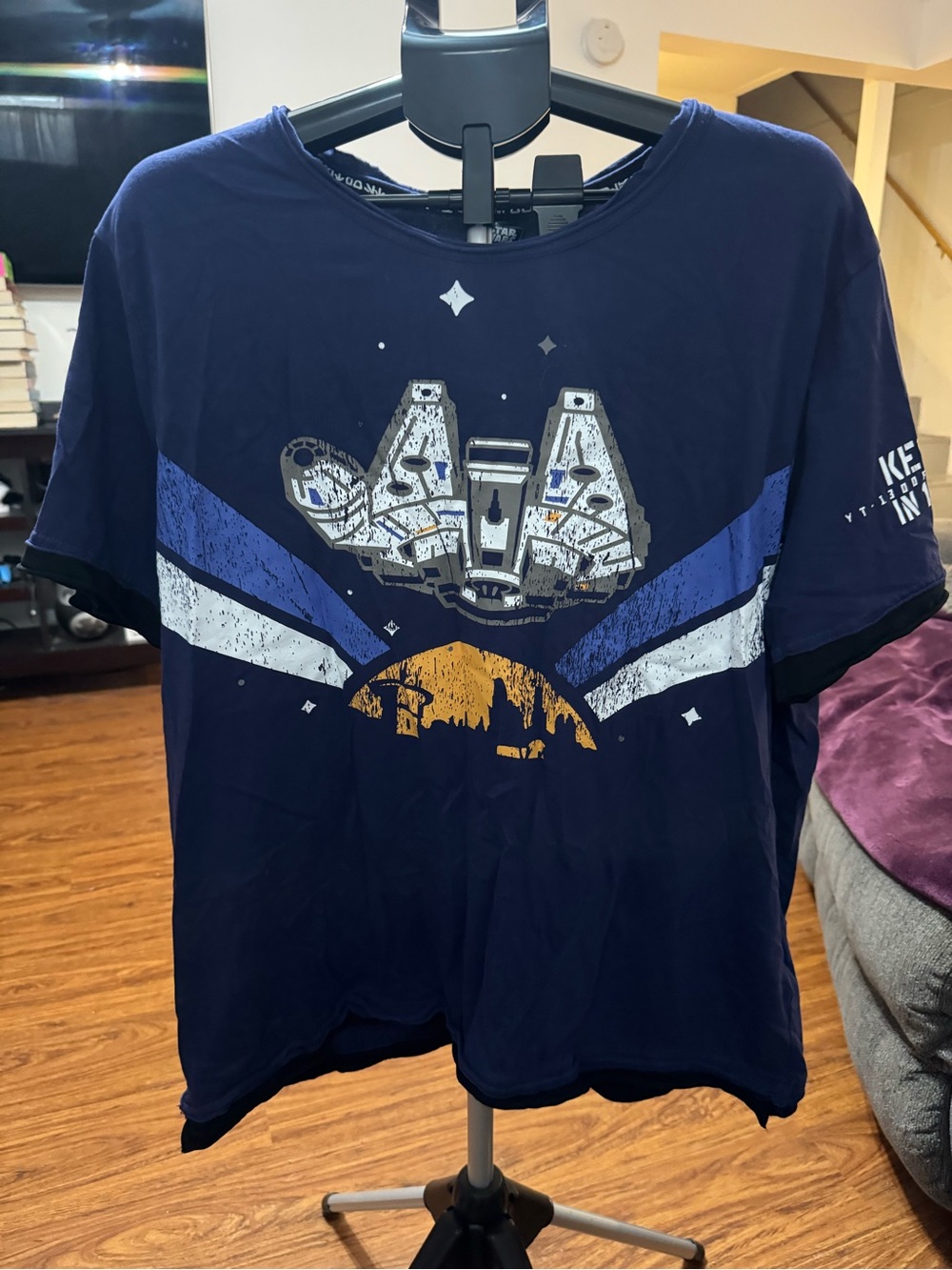 Star Wars Millennium Falcon Graphic Tee - Navy with Blue & Gold Accents